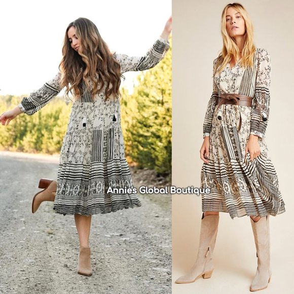 NWT ANTHROPOLOGIE Talulah Tiered Midi Dress. Size M - Picture 2 of 15